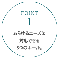 あらゆるニーズに対応できる5つのホール。