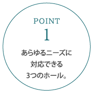 あらゆるニーズに対応できる3つのホール。