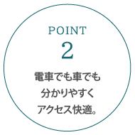 電車でも車でも分かりやすくアクセス快適。